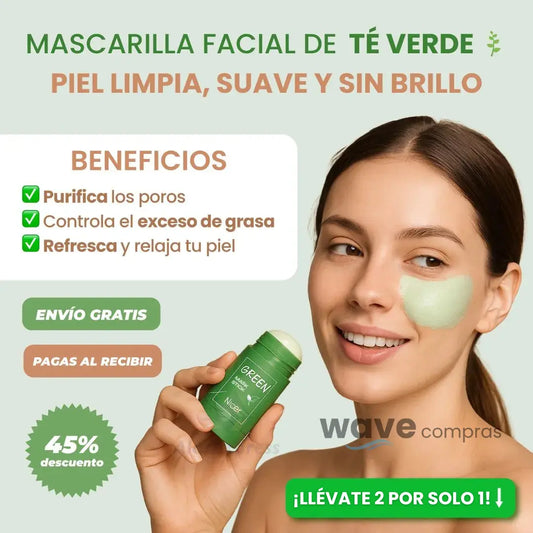 Mascarilla Detox de Té Verde 🍃 ¡Llévate 2 por Solo 1! 💚