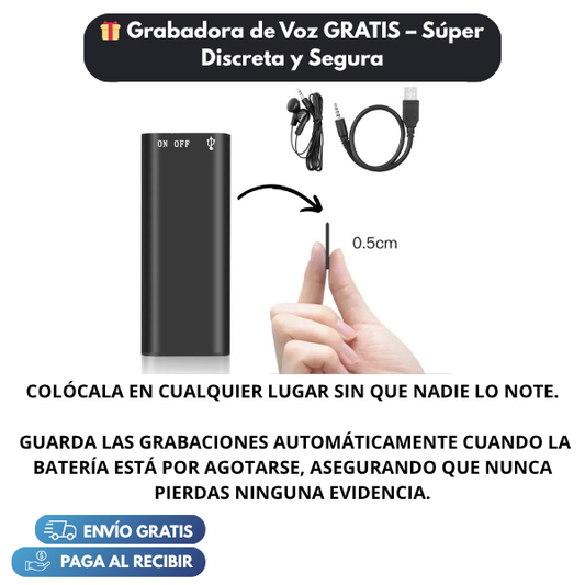 👀 Mini Cámara Espía + 🎙️ Grabadora de Voz GRATIS – Kit Secreto Completo