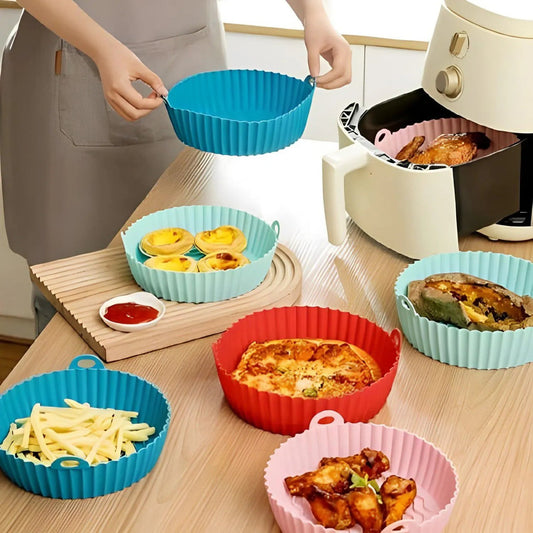 CrispySet™ – 6 Moldes Reutilizables para Freidora de Aire | Cocina Sin Grasa y Limpia